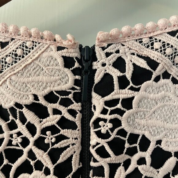 NANETE LEPORE Lace Overlay Mini Dress in Blush Pink/Black, Size 4 EUC - Picture 4 of 6